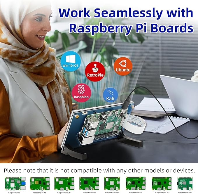 5 Inch Raspberry Pi Touchscreen 800x480 DSI IPS LCD Display 5-Point Touch Capacitive Screen Monitor for Raspberry Pi 5/4B/3B+/3B/B+/A+ Driver-Free