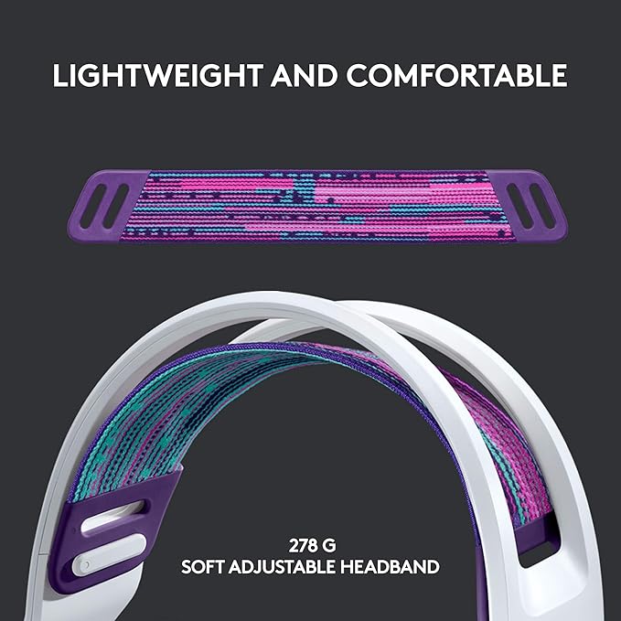 Logitech G733 Lightspeed Wireless Gaming Headset with Suspension Headband LIGHTSYNC RGB Blue VO!CE mic Technology and PRO-G Audio Drivers - White
