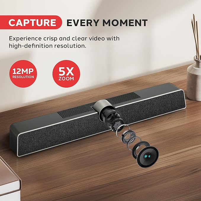 SQUATZ Video Conference Room Camera All-in-One System Ultra HD 4K 5X Zoom Wide-Angle Echo Cancellation 8m Voice Pickup - 120 Degree FOV - For Small Conference Rooms Home Offices and Remote Work