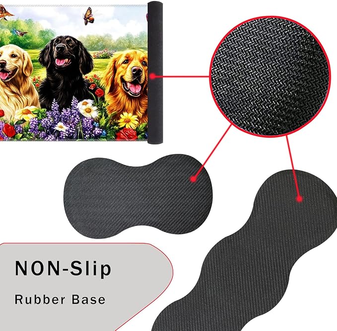 Keyboard Wrist Rest and Mouse Pad with Wrist Support Set Ergonomic CoasterMemory FoamEasy Typing Pain ReliefLarge XL Desk Mat 31.5x 11.8Dog with Butterflies and Flowers