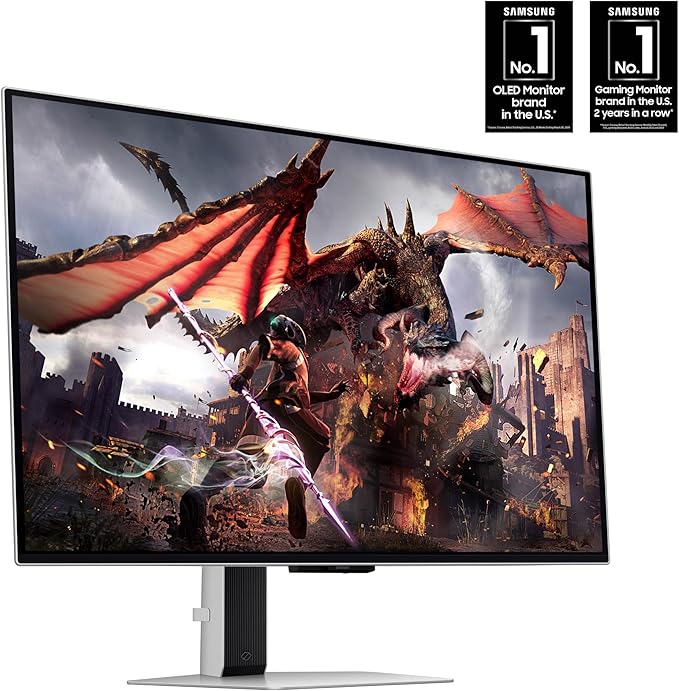 SAMSUNG 32-Inch Odyssey OLED G8 (G80SD) Series 4K UHD Smart Gaming Monitor 240Hz 0.03ms Glare-Free Display Gaming Hub Adjustable Sleek Metal Design LS32DG802SNXZA 2024 (Renewed) Silver