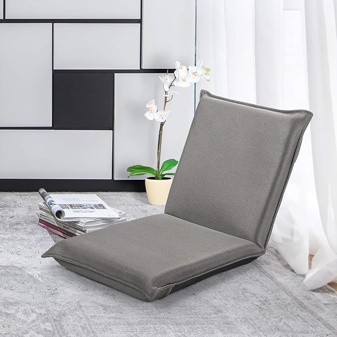 Giantex Floor Chair with Back Support 6 Adjustable Position Gaming Chair Floor Padded Sleeper Bed for Video Gaming Meditation Reading Watching TV Grey