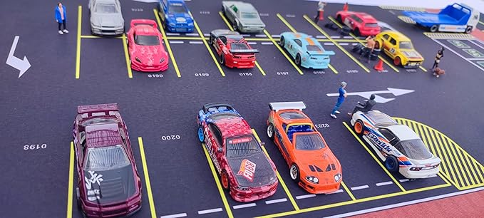 XXL 1/64 Scale Parking Lot Mouse Pad 90x40cm Non-Slip Rollable Desk Mat | Large Diorama Playmat for Hot Wheels Matchbox Mini GT Tarmac Inno64 and Diecast Car Collectors Kids and Gamers