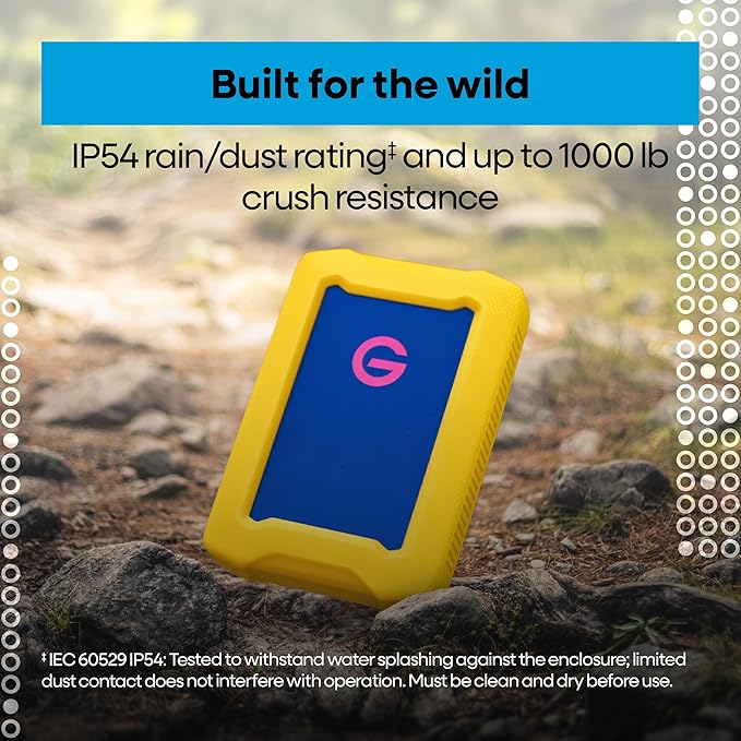 1TB G-Drive ArmorATD Rugged Durable Portable External HDD Up to 130MB/s USB-C (5Gbps) USB 3.2 Gen 1 – SDPHE1G-001T