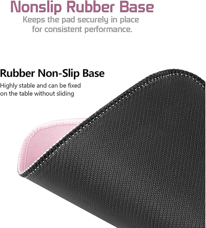 Light Pink 2XL Color Mouse Pad - Oversized (36''x18'') Gaming Desk Mat with Non-Slip Base and Stitched Edges - Waterproof and Durable