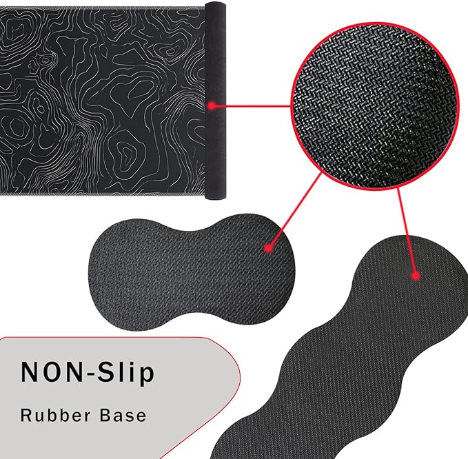 Keyboard Wrist Rest and Mouse Pad with Wrist Support Set Ergonomic CoasterMemory FoamEasy Typing Pain ReliefLarge XL Desk Mat 31.5x 11.8Topographic Contour