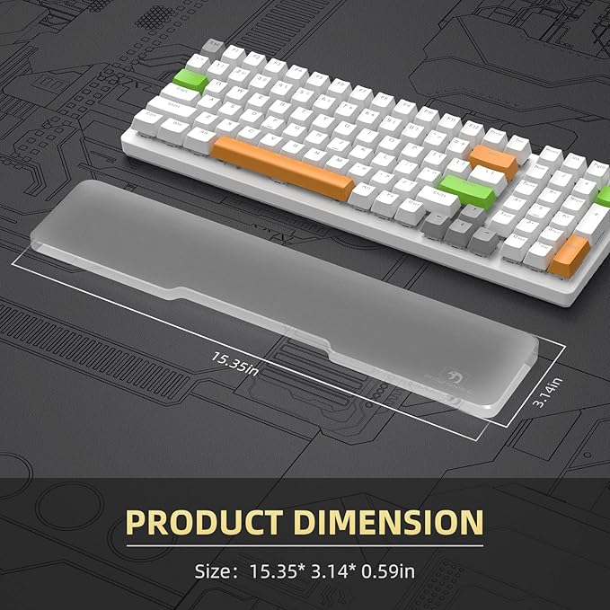 SELORSS Acrylic Keyboard Wrist Rest 98-Key Mechanical Keyboards Ergonomic Palm Rest for Computer KeyboardAnti-Slip BaseWrist Pad for LaptopOffice &amp Home-Easy Typing