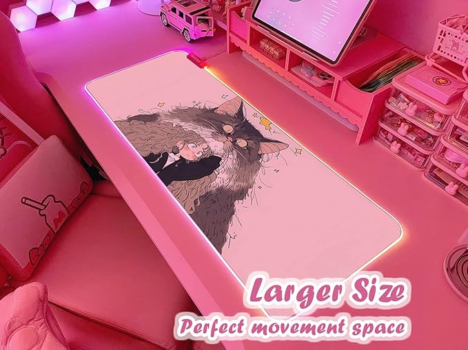 JMIYAV Pink RGB Gaming Mouse Pad 31.5x12 Inch PC XL Large Extended Glowing Led Light Up Desk Pad Non-Slip Rubber Base Computer Cute Mousepad Mat Desk Accessories Gaming Setup 56-820