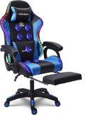 TBQATNTS Video Gaming Chair with Speaker and RBG Light Ergonomic Computer Chair with Massage Function Comfortable Computer Recliner with Footrest and Lumbar SupportGaming Chair for Adults Kids.Blu
