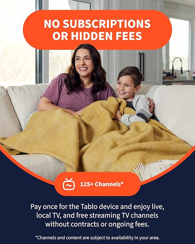 Tablo 4th Gen 4-Tuner Over-The-Air (OTA) DVR + 35-Mile Indoor TV Antenna - Watch Pause &amp Record Live TV News Sports &amp Movies in Your Home Over Wi-Fi - 50+ Hrs Recording - No Subscriptions (