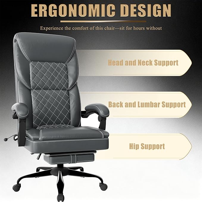 Gaming Chair Office Chair with Inflatable Lumbar Support Ergonomic Comfortable Wide Computer Chair with Footrest and Linked Soft Armrests High Back 3D Enveloping Seat Cushion