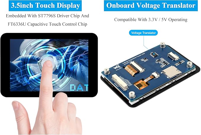 3.5inch Capacitive Touch Screen Compatible with Raspberry Pi 5/4B/3B+/Zero/Zero W/Zero 2W/Pico/Pico W/Pico 2/Pico 2 W/ ESP32 /Ar-duino IPS Display 320x480 Resolution SPI and I2C Control Interfaces