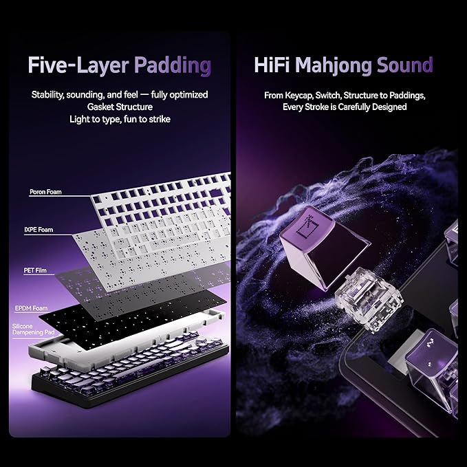 ATK A87 Pro Wireless Mechanical Keyboard 87-Key TKL Gasket Mount Hot-Swap Tri-Mode RGB (Shadow Black)