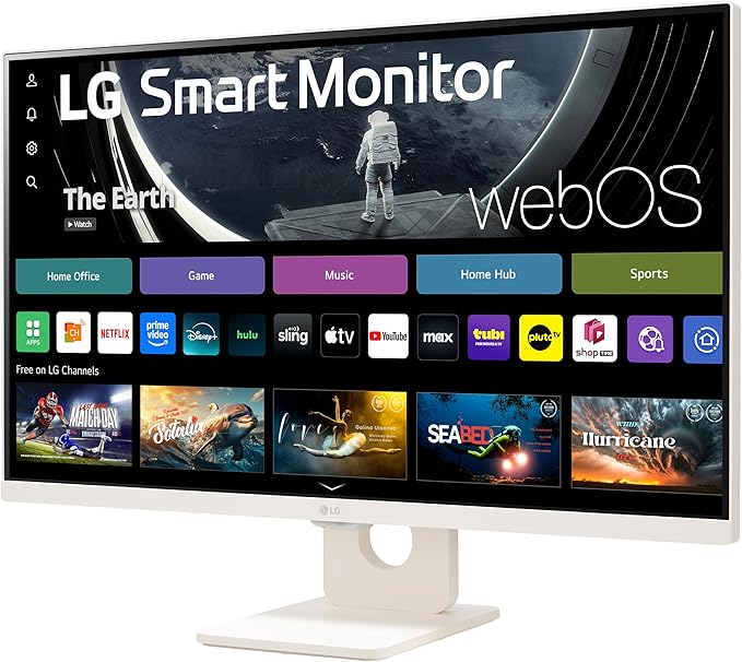 LG 27U511SA-W 27-Inch Smart Full HD (1920 x 1080) IPS Computer Monitor 100Hz Built-in Speaker Airplay Bluetooth Screen Share Flicker Safe Reader Mode Remote Control HDMI Tilt Stand White