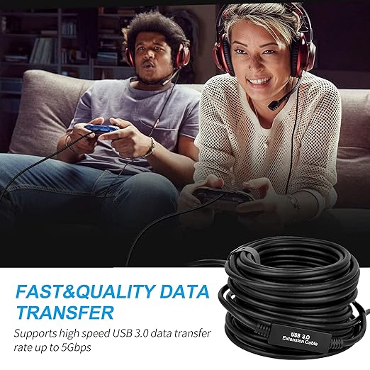 50FT USB 3.0 Active Extension Cable USB Extension Cord A/M to A/F (15M) for USB HUBWebcamXboxOculus Quest 2/3 VRPS4PrinterExternal Hard Disk