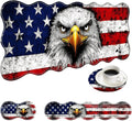 Large Mouse Pad and Keyboard Wrist Rest Desk Pad for Keyboard and Mouse 4-in-1 Large Gaming Mouse Pad with Wrist Support Desk Mat for Home Office Study Game-Bald Eagle American Flag