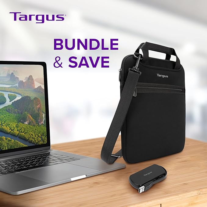 Targus 4-Port USB 2.0 Hub and Targus Vertical Slipcase Messenger Bag Travel Laptop Bag with Hideaway Handles