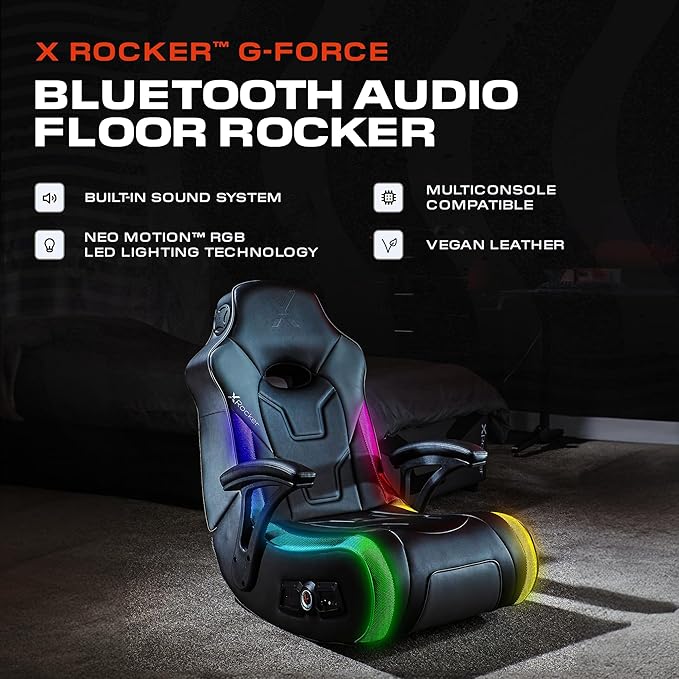 X Rocker Video Gaming Floor Rocker Chair Built-in Audio College Dorm Essentials for Guys and Girls Bedroom Foldable Gifts for Gamers