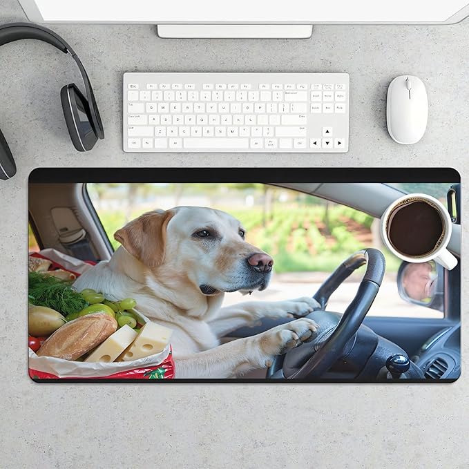 XXL Gaming Mouse Pad Animal Drive Dog XXL Gaming Mouse Pad Large Desk Mat Protector for Desktop Anti-Slip Rubber Extended Computer Keyboard Mat Writing Pad for Work Office 15.7 * 35.4 inB-1755