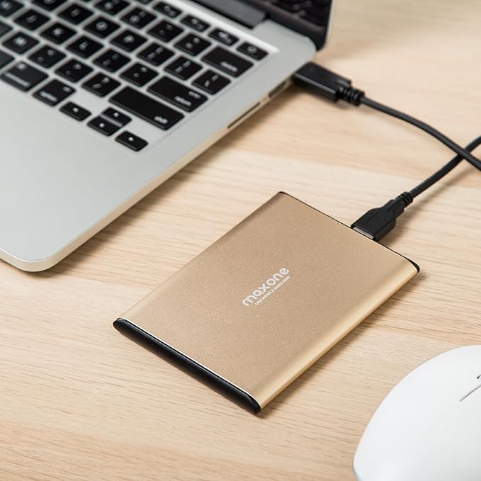 Maxone 160GB External Hard Drive Portable 2.5'' Ultra Slim HDD Storage USB 3.0 Compatible with PC Laptop Gold