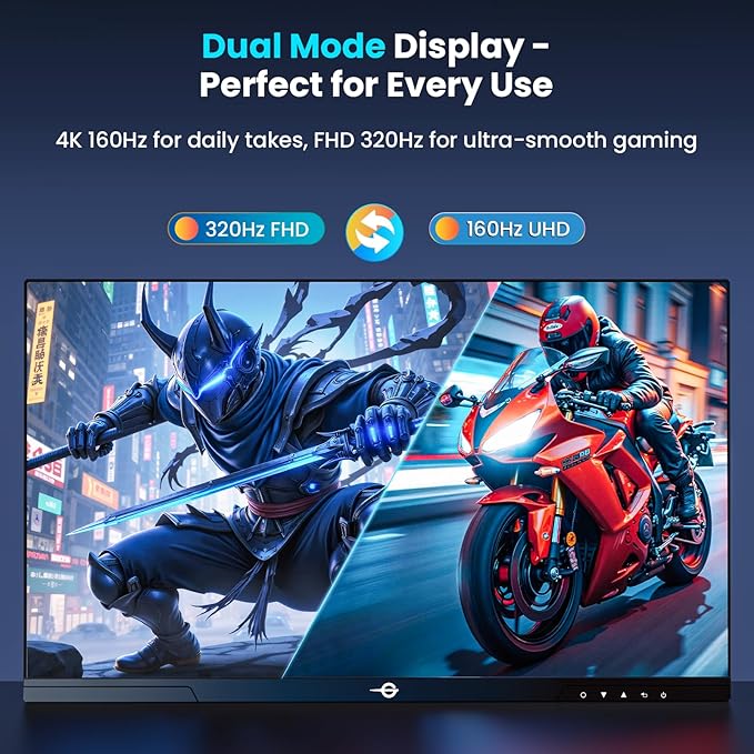 TITAN ARMY Gaming Monitor 27 Inch 4K@160Hz FHD@320Hz Fast IPS 1ms HDR400 Adaptive-Sync 135% sRGB VESA HDMI 2.1 DP 1.4 Swivel Tilt Height Pivot Adjustable P2712V