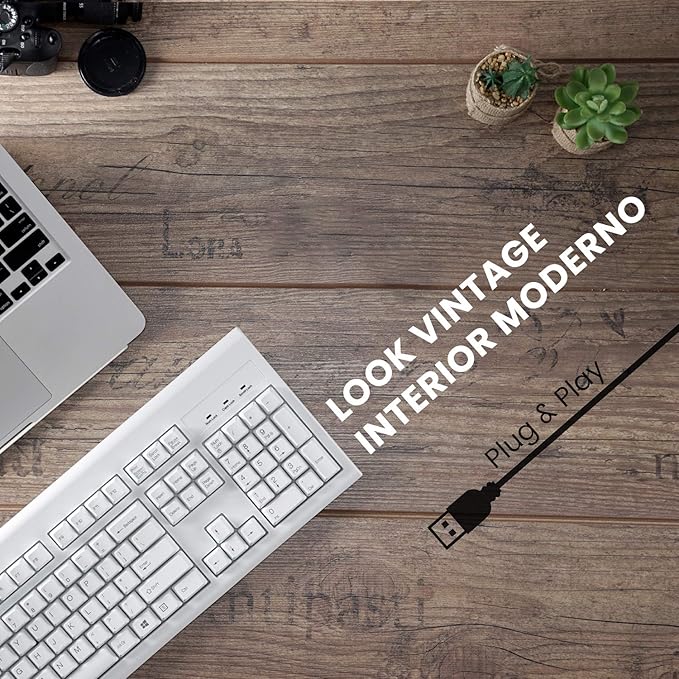 Perixx PERIBOARD-106 USB Keyboard – High Performance – High Curved Keys – Full-Size with Numeric Keyboard – Black – QWERTY Spanish