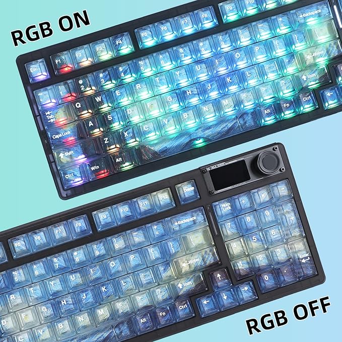 Clear Themed Keycaps 136 Keys Shine Through Keycaps PC Transparent Key Cap Cherry Profile Custom Key Caps for Mx Switches Mechanical Gaming Keyboards (Starry Night Theme)