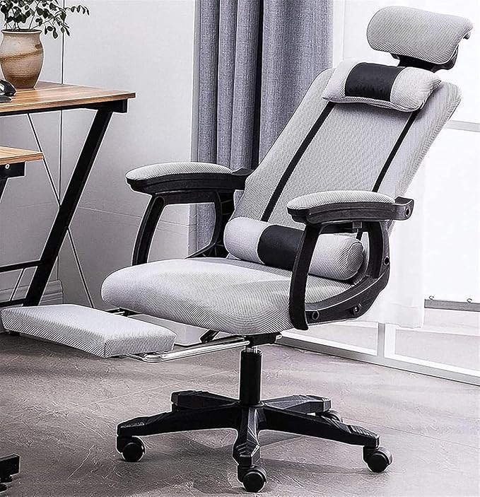 Office High Back Office Chair Gaming Chair Adjustable Office Chair Rotating Video Game Chair Computer Chair Mesh Work Chair Chair (Size:Gray)