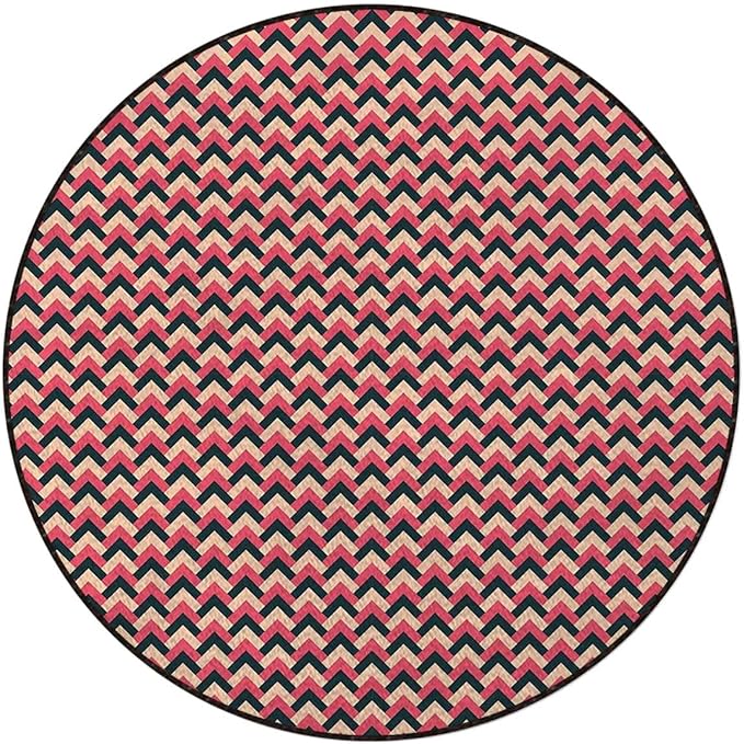 Multicolor Soft Round Area Rug for BedroomCircle Rug Shaggy Floor Mat for PlayroomTeen Room Decor for Girls Boys Pattern in Retro Colors Simple Design Diameter 39.4 in