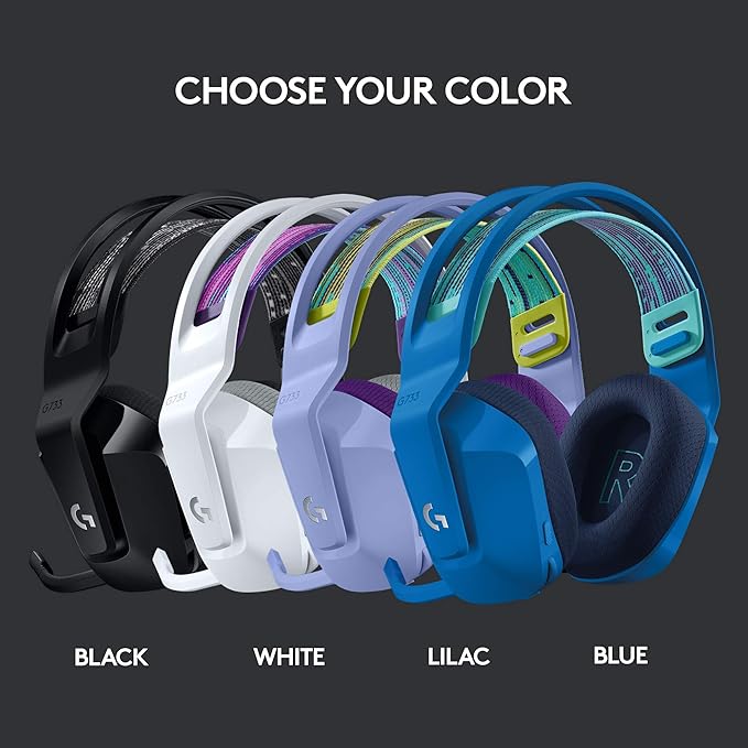 Logitech G733 Lightspeed Wireless Gaming Headset Suspension Headband Lightsync RGB Blue VO!CE Mic PRO-G Audio – Black Gaming Headset Wireless PC PS5 PS4 Switch Compatible