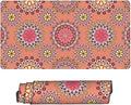 Pink Boho Floral Desk Cover MatExtended Large Mouse PadComputer Laptop Mat Desk Decor for Office Game Home 30x16 Inch