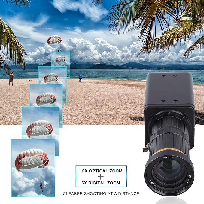 4K HD Camera Computer Camera Webcam 8 Pixels 10X Optical Zoom 60 Degree Wide Angle Manual Focus Auto Exposure Compensation with Microphone Tod USB Plug &amp Play for Video Conference Online