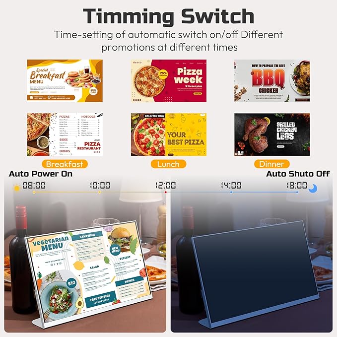 24 Inch Desktop Digital Menu Board HD Digital Signage Retail Store Payment Kiosk Commercial Display Advertising Screen Android with HDMI in Electronic menu display for Milk Tea Shop/Restaurant
