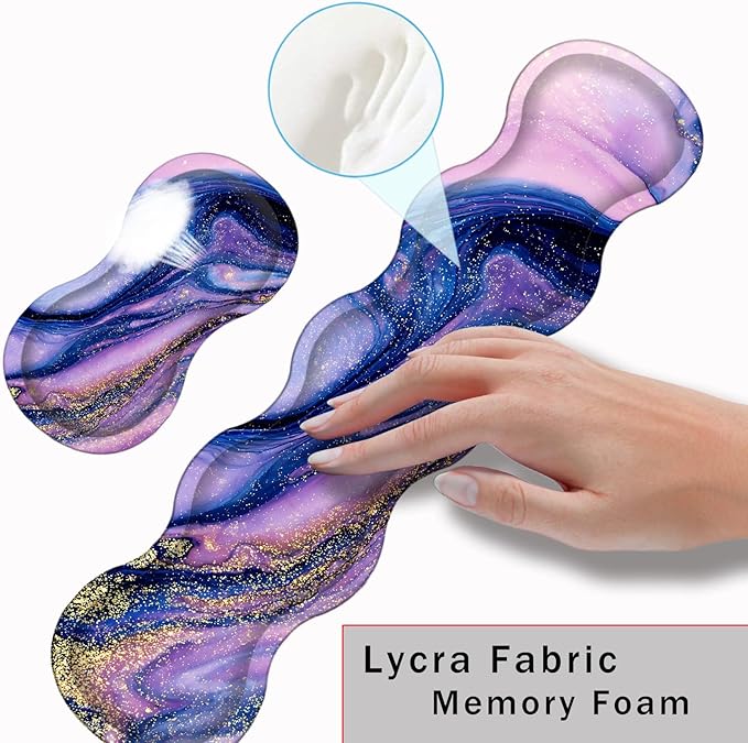 Keyboard Wrist Rest and Mouse Pad with Wrist Support Set Ergonomic CoasterMemory FoamEasy Typing Pain ReliefLarge XL Desk Mat 31.5x 11.8Purple Marble