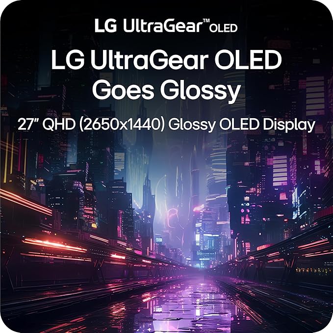 LG 27GX704A-B 27-inch Ultragear QHD (2650x1440) OLED Gaming Monitor 240Hz 0.03ms NVIDIA G-Sync Compatible AMD FreeSync Premium Pro HDR TrueBlack400 HDMI 2.1 DisplayPort Black (Renewed)