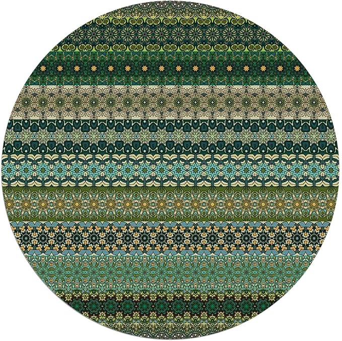 Black Grey PU Leather Office Chair Mat Soft Non Slip Round Floor Mat Exotic Design Geometrical Elements Hardwood Floor and Protector for Rolling Chair Rustic Diameter 39.4 in