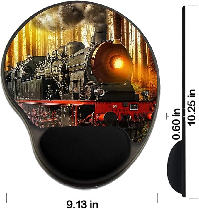 MSD Mousepad Wrist Rest Protected Mouse Pads/Mat with Wrist Support Design for Steam Locomotive Train Railroad Railway Engine Smoke Transport Rail Transpo