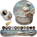 Mouse Pad for Women Ergonomic Gel Mouse Pad Keyboard Wrist Rest Relieves Fatigue White Daisy Flowers on Wooden Non-Slip and Durable Memory Foam Keyboard Wrist Rest for Office Typing