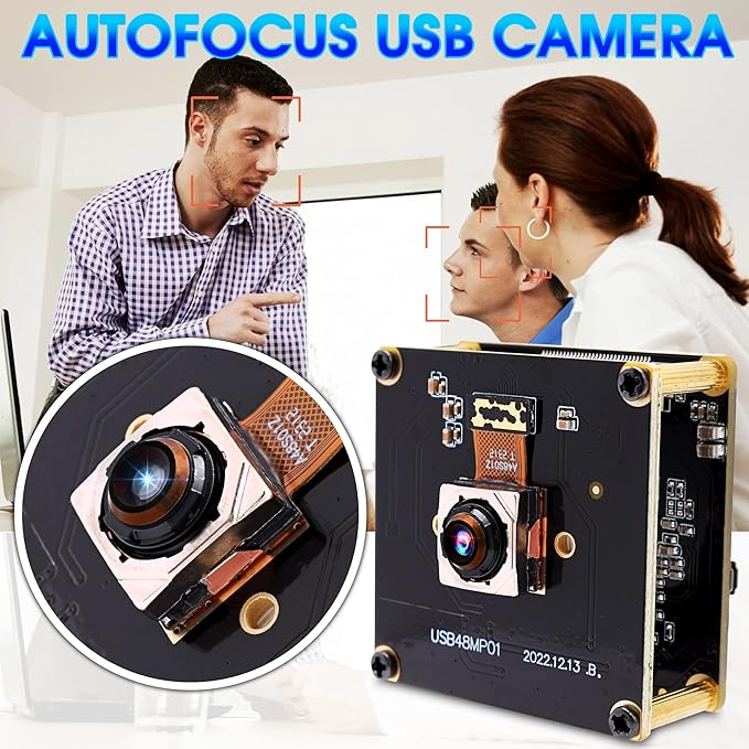 48MP USB Camera Module 200ms Fast Autofocus Camera with 70 Degree Lens Industrial Webcam Board 8000 * 6000 Webcam for Laptop PC Raspberry pi Jetson Nano