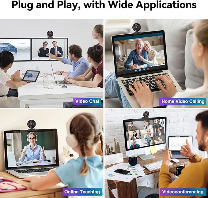 2K Webcam for pc with AIWeb Camera/8X Digital Zoom Computer Camera with USB 3.0/HDR/Dual Noise-Cancelling MicsZoom/Teams/Skype/Facetime/Meeting
