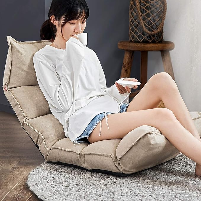 TOY Lazy Sofa Bed Computer Chair Back Lazy Single Small Sofa Folding Japanese Dormitory Bay Window Floor Sofa Single Sofa ChairFloor ChairLazy Sofa Multi-Level Adjustment Bedroom SingleBlue