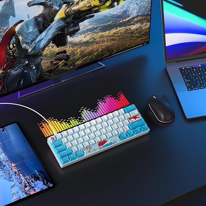 60 Percent Gaming Keyboard 61 Keys Wired Mechanical Keyboard Ultra Compact Key Board Red Switch LED Backlit for Windows Laptop Gamer