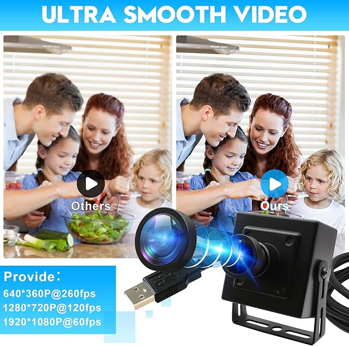 ELP 260FPS USB Camera for Computer - 2.9mm Wide Angle Lens 2MP Mini USB2.0 PC Camera CMOS OV4689 260FPS@360P 120FPS@720P 60FPS@1080P FHD Webcam for Jetson Nano