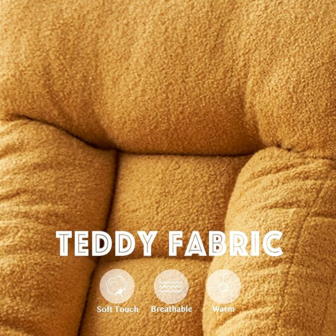 Ubyoee Swivel Floor Chair 5 Adjustable Positions Meditation &amp Gaming Teddy Indoor Lounge Chair for Living Room Yellow