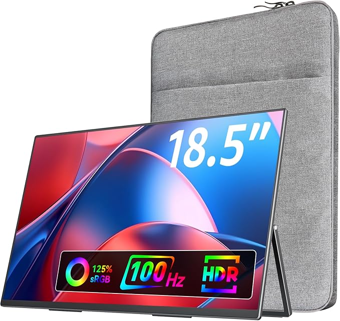 VisionOwl Portable Monitor for Laptop IPS USB-C HDMI Travel Second Monitor for MacBook Pro Air PC PS5 Xbox Portable Second Screen Built-in Kickstand Speakers VESA Mountable 18.5 Inch