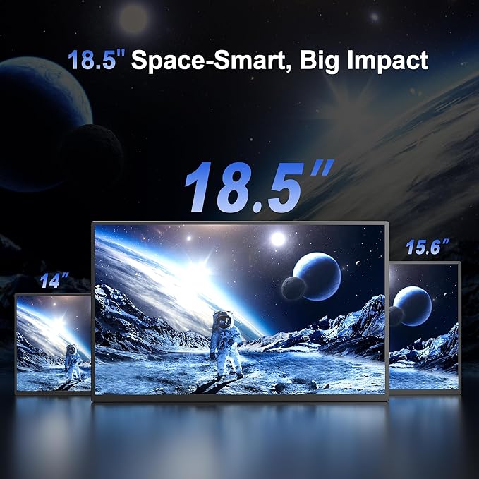 Portable Monitor 18.5'' 1080P 100Hz 100% sRGB Aluminum Alloy Shell IPS Travel Monitor with USB-C HDMI Large Portable Screen for Laptop MacBook PC PS4/5 Gaming Monitor with Kickstand