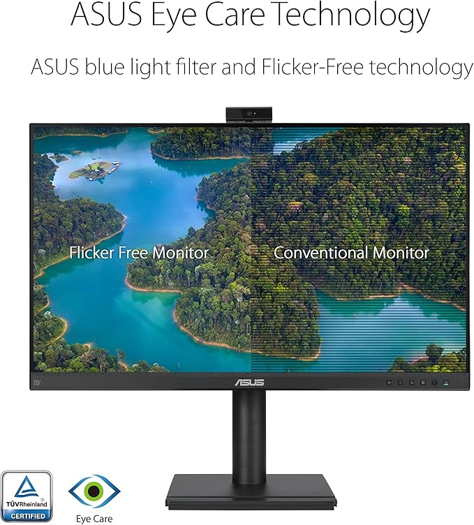 ASUS 27” 1080P Video Conferencing Monitor (BE279QFK) - Full HD IPS 100Hz Frameless Built-in Webcam Mic Array Speaker Height Adjustable Ergonomic Design Eye Care Wall Mountable 3 yr warranty