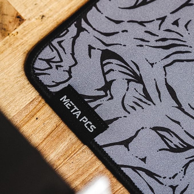 META PCS - Hyperbeast Extended Gaming Mousepad - Full Desk Coverage - Smooth Polyester - Anti-Slip Rubber Durable - Waterproof | Black/Grey