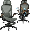 ELABEST X100 Ergonomic Mesh Office Chair with Footrest Big and Tall Hone Desk Chair with 5D Flip-Up Arms Adjustable 3D Lumbar SupportGaming &amp Executive Computer Chairs