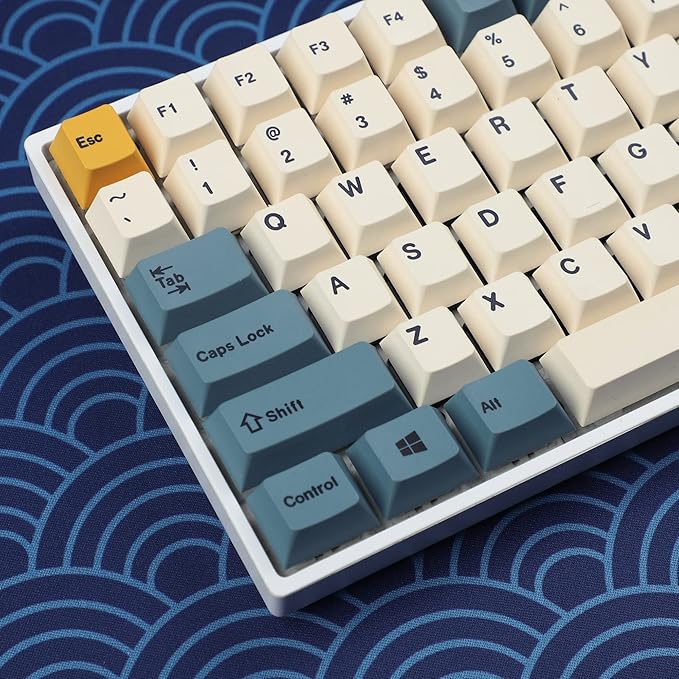 YMDK 145 Apricot Yellow Dye-Sub Mac Keycaps Thick PBT Cherry Profile Key caps for TKL 61 64 68 75 87 96 104 108 GMMK MX Mechanical Keyboard